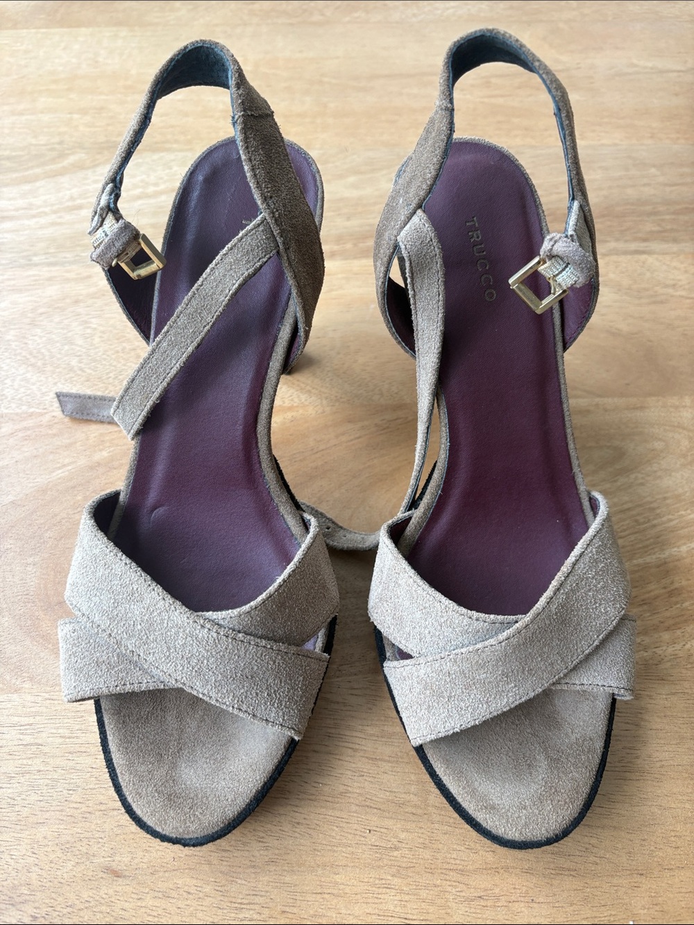 Taupe Suede Crisscross Slingback Sandals - Women's